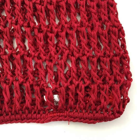 Unisex Red Crochet Knit Rayon Beanie NEW - Picture 2 of 4